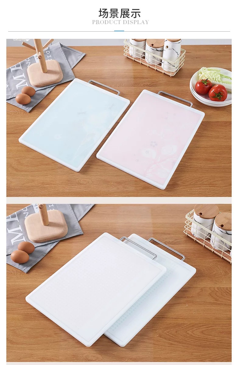 Thickened rubber-coated cutting board with handle for hanging, household plastic cutting board, anti-slip, can be used on both sides wholesale pic 4