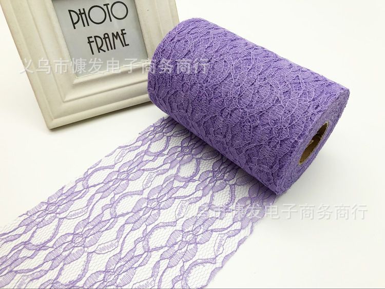 6-inch 25-yard orchid lace roll decoration material, diy fabric, wedding decoration supplies, American mesh roll pic 15