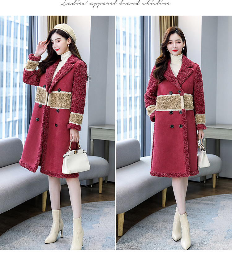 A new and fashionable Korean-style granular fleece and fur integrated woolen coat for women in winter pic 14