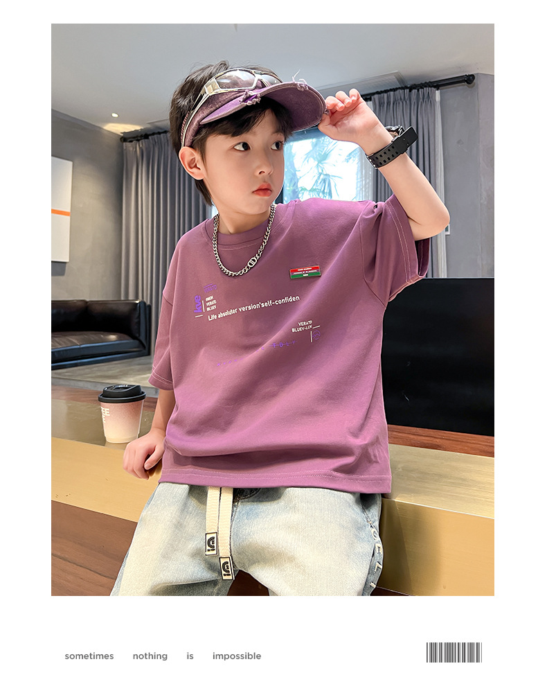 男童短袖T恤夏装2024新款儿童夏季纯棉上衣男孩中大童原创半袖潮t详情23