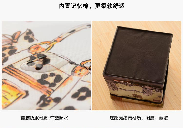 British retro square non-woven fabric storage stool, folding storage stool, BOX storage box, fabric storage box pic 12