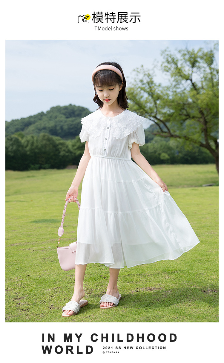 A new Korean-style stylish dress for girls, a short-sleeved princess dress, and a popular chiffon puffed-sleeve dress for children pic 5