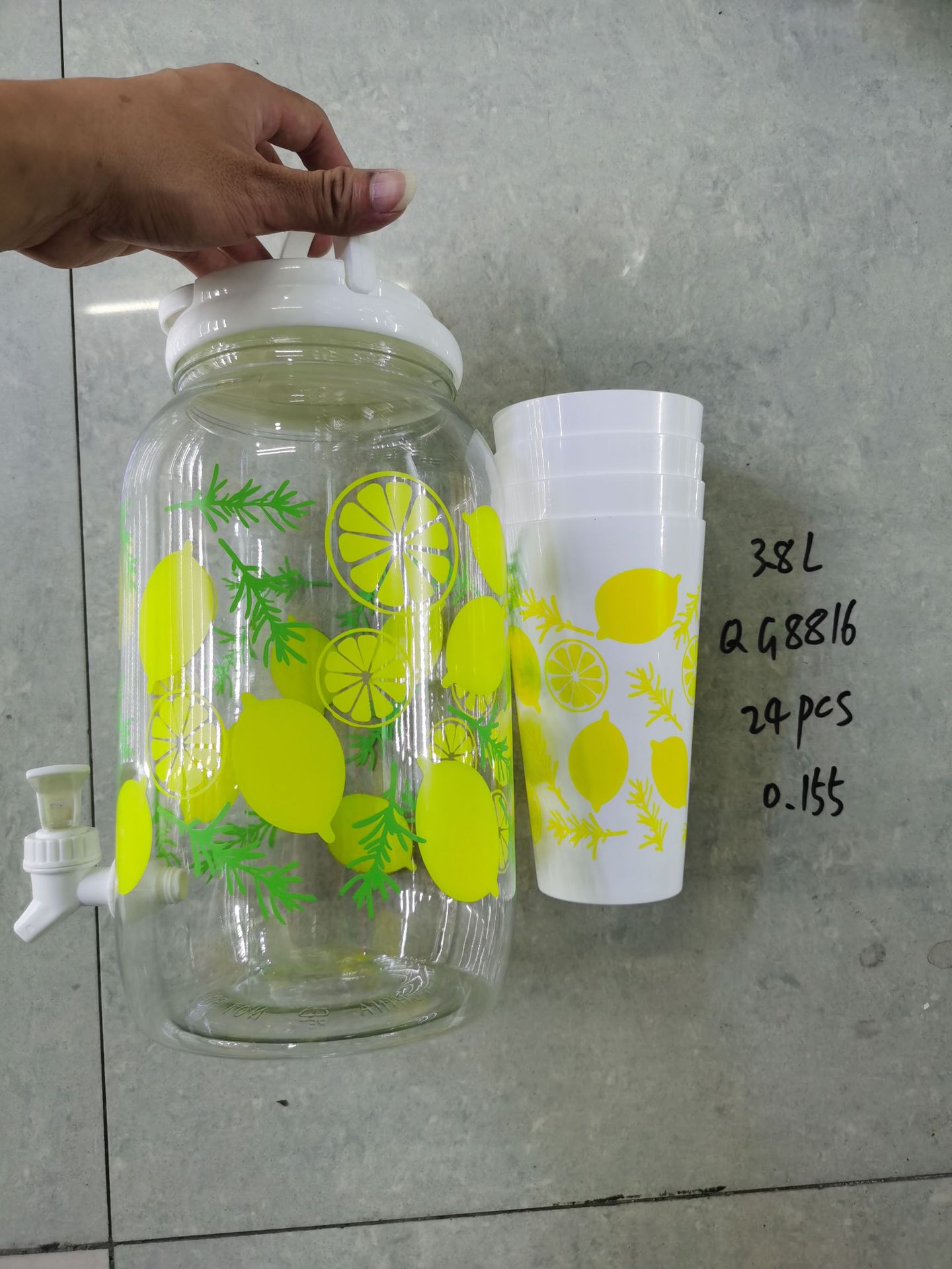 跨境爆款冷水壶套装条纹壶冷水壶塑料酒吧饮料果汁壶透明凉水壶详情7