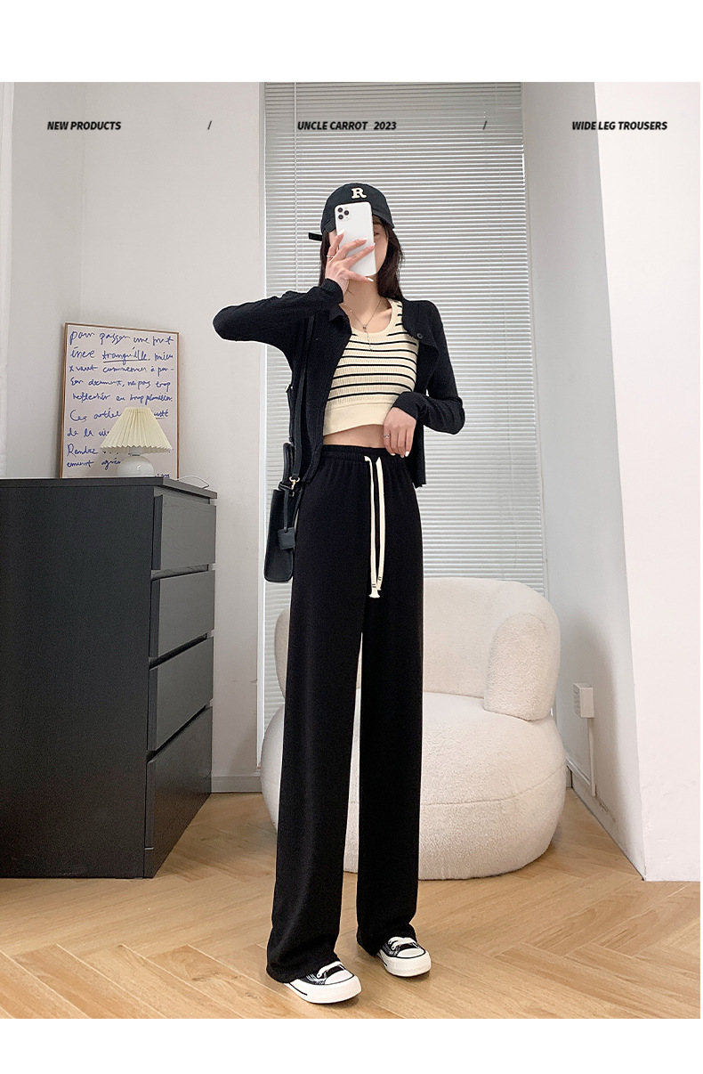 Uncle Radish Narrow wide-leg pants for women's Autumn/Winter 2023 new high-waisted straight-leg pants for women's clothing, pink cashmere pants for consignment pic 63