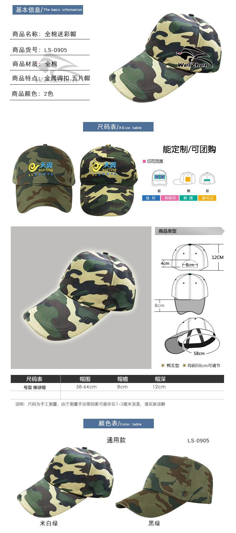 LS-0905 全棉 迷彩 金属调扣 五片帽.jpg