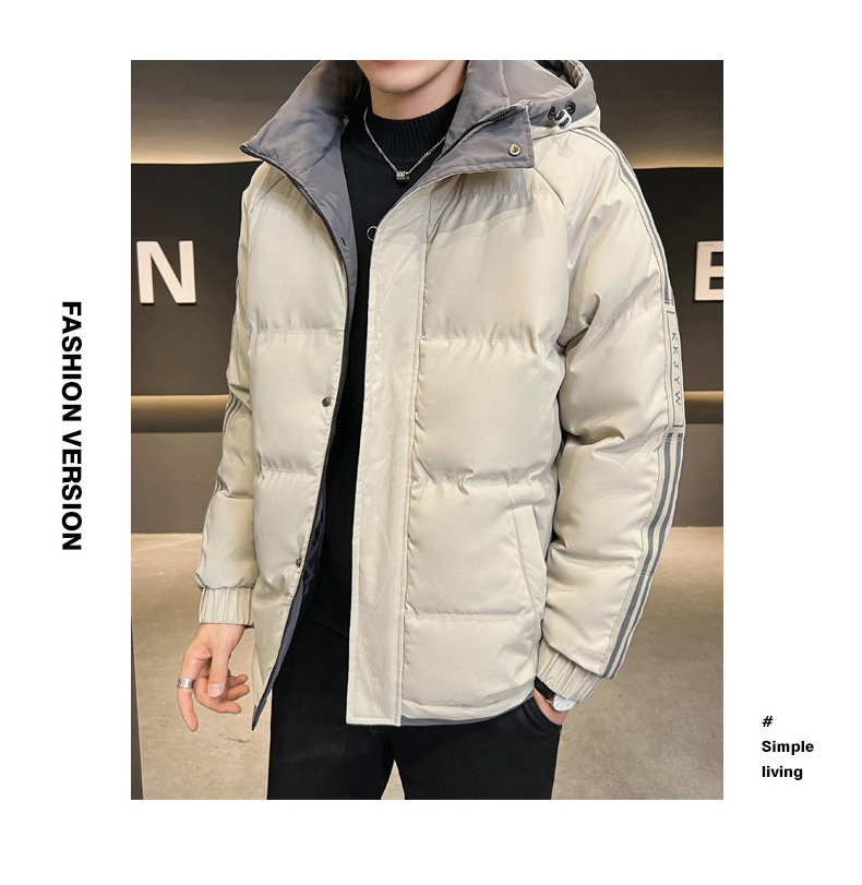 棉衣男士现货爆款直播2024冬季新款连帽三条杠面包服宽松棉服外套详情14