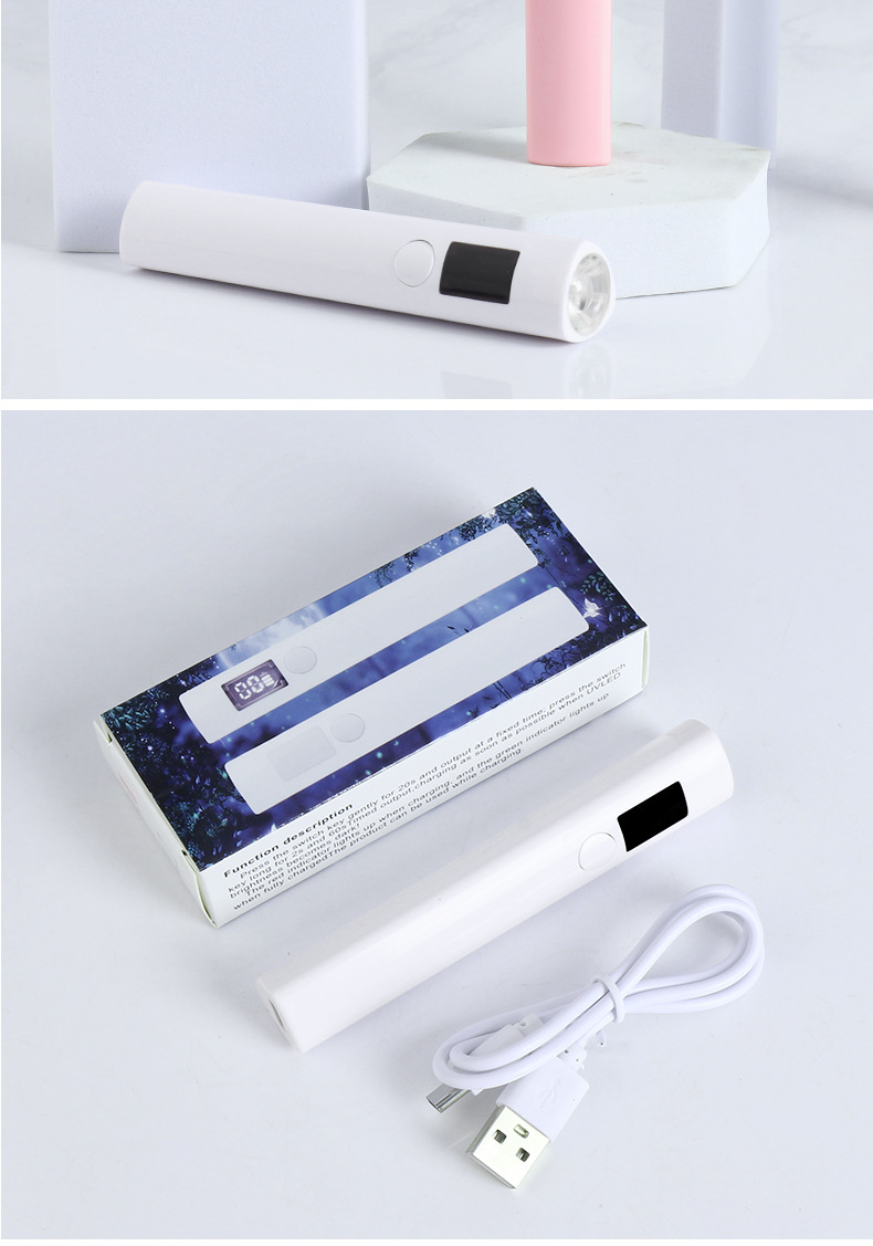 美甲一字灯小型便携蓄电款迷你甲片烤灯数显手持光疗灯现货批发详情9