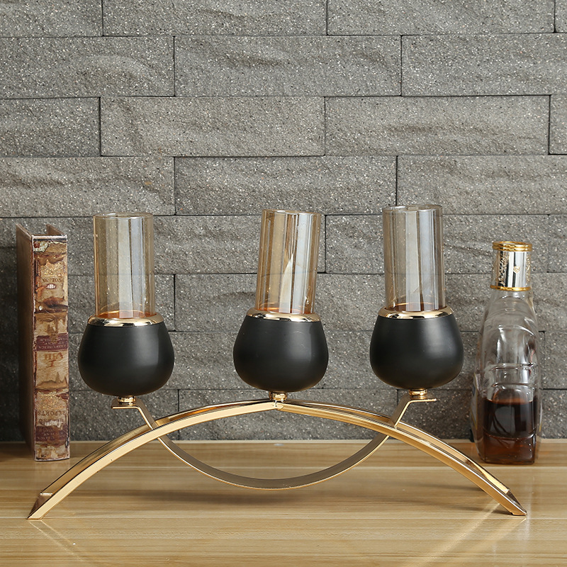 European-style luxurious metal candlestick model room hotel soft decoration items, candlelight dinner table decoration props pic 5