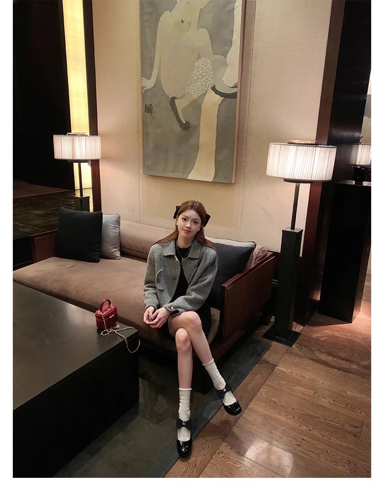 葡萄妈蝴蝶结玛丽珍鞋女法式高跟鞋真皮女鞋小香风粗跟制服皮鞋女详情48