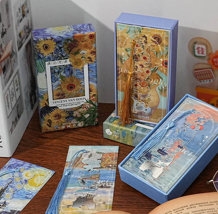 Encounter Van Gogh series oil painting hollowed-out metal bookmarks, retro, high-end and exquisite bookmark souvenirs, student gifts pic 7
