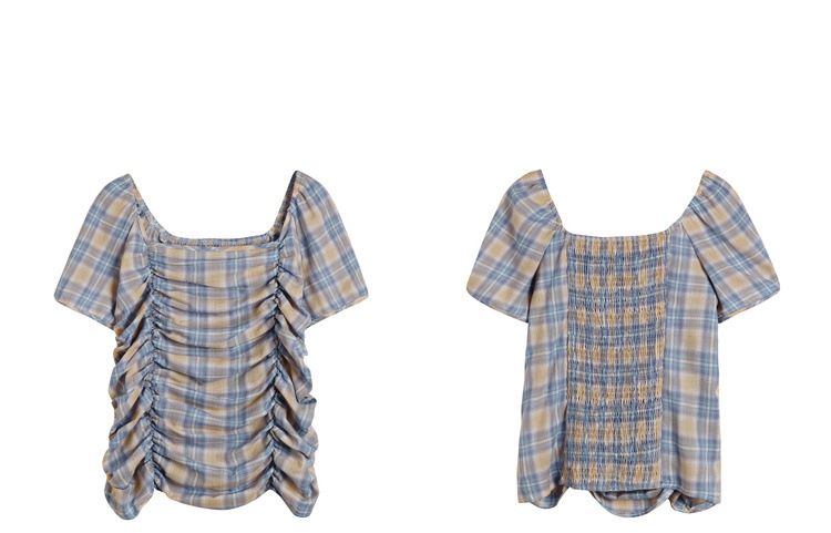 复古方领显瘦小清新打揽上衣夏季大码女装胖mm短袖小衫#9674详情38