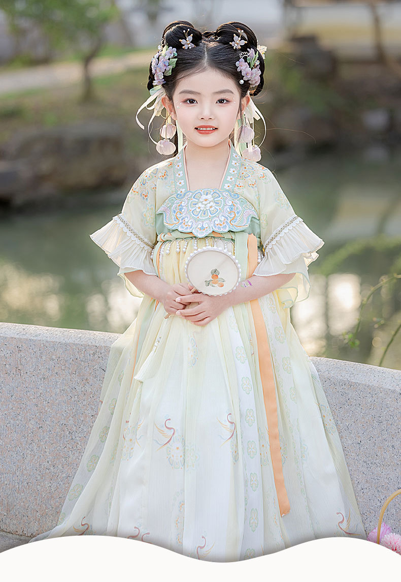国潮女童汉服2025夏季新款儿童高端古装日常襦裙小女孩唐装连衣裙批发详情1