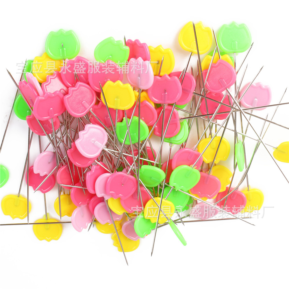 工厂供应彩色小鸟针郁金香形大头针手工装饰塑料定位裁剪针批发详情7