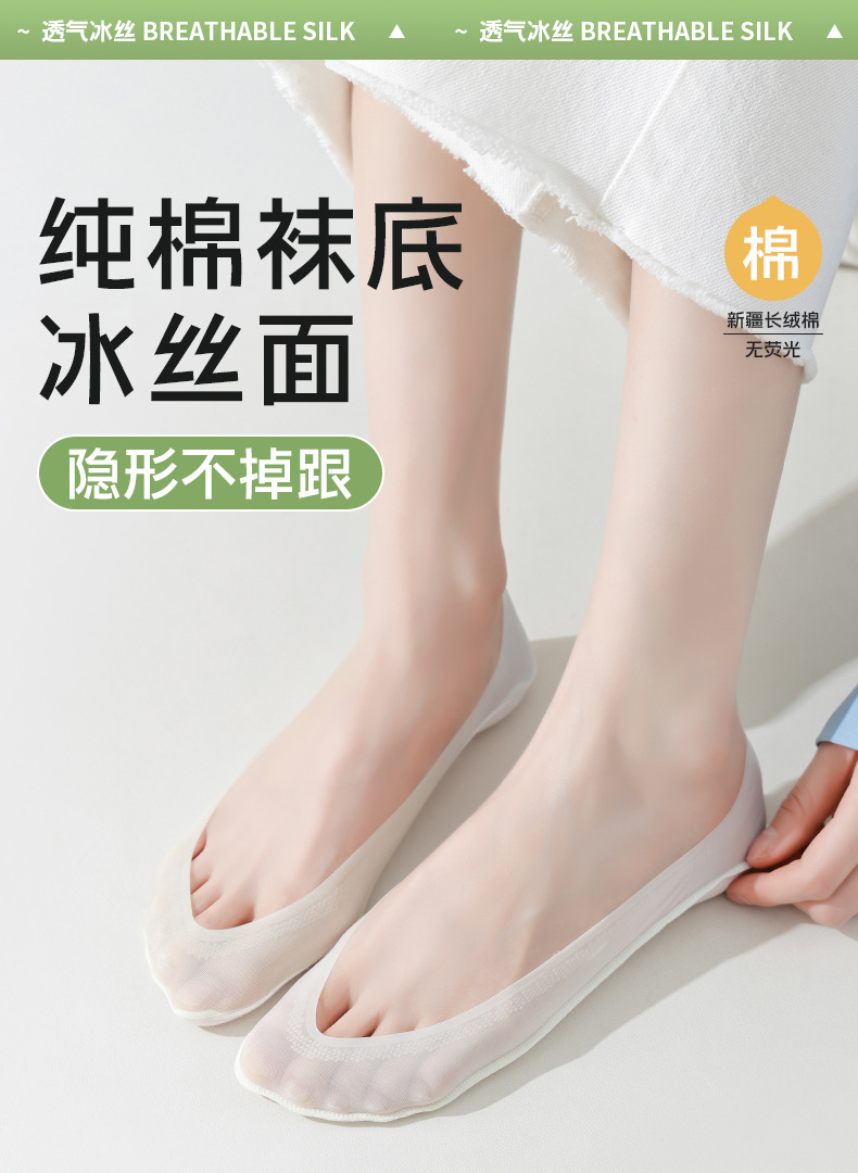 隐形袜女夏季超薄冰丝透气硅胶防滑浅口袜彩虹渐变色抗菌透气船袜详情2