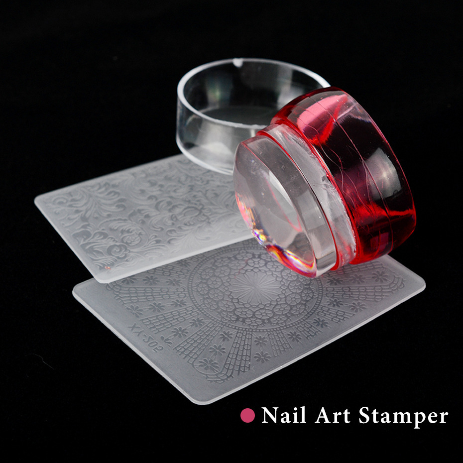 Cross-border nail art transparent transfer seal ins three-color with cap French nail art print seal tool with scraper pic 6