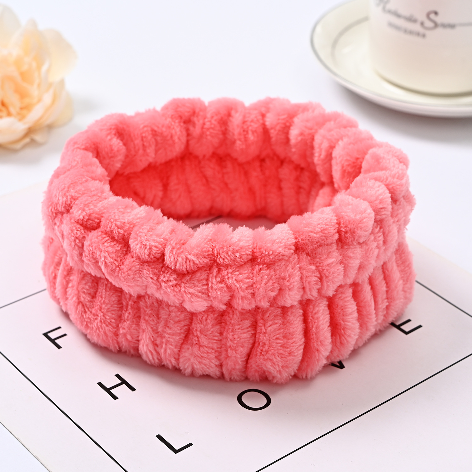 Bow face wash and hair band for girls wholesale solid color white matching makeup simple sweat-wiping wrist band flannel hair band pic 66