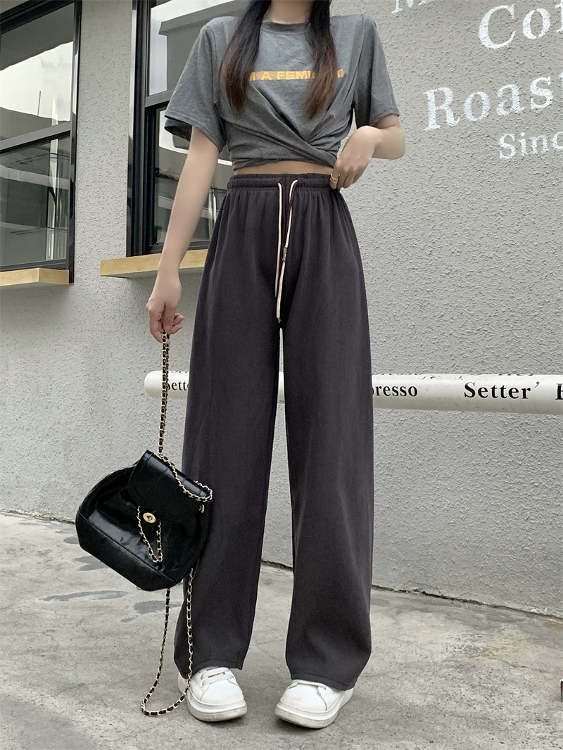 Corduroy ultra-fine corduroy wide-leg pants for women, new autumn style double drawstring smiling face belt casual pants, high-waisted straight-leg pants pic 26