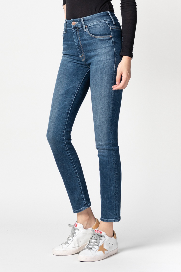 The new Mother high-waisted 9-inch high-elasticity skinny jeans, which are the same style as those worn by European and American bloggers, can lift the buttocks and make you look slimmer. Korean style jeans for women pic 14