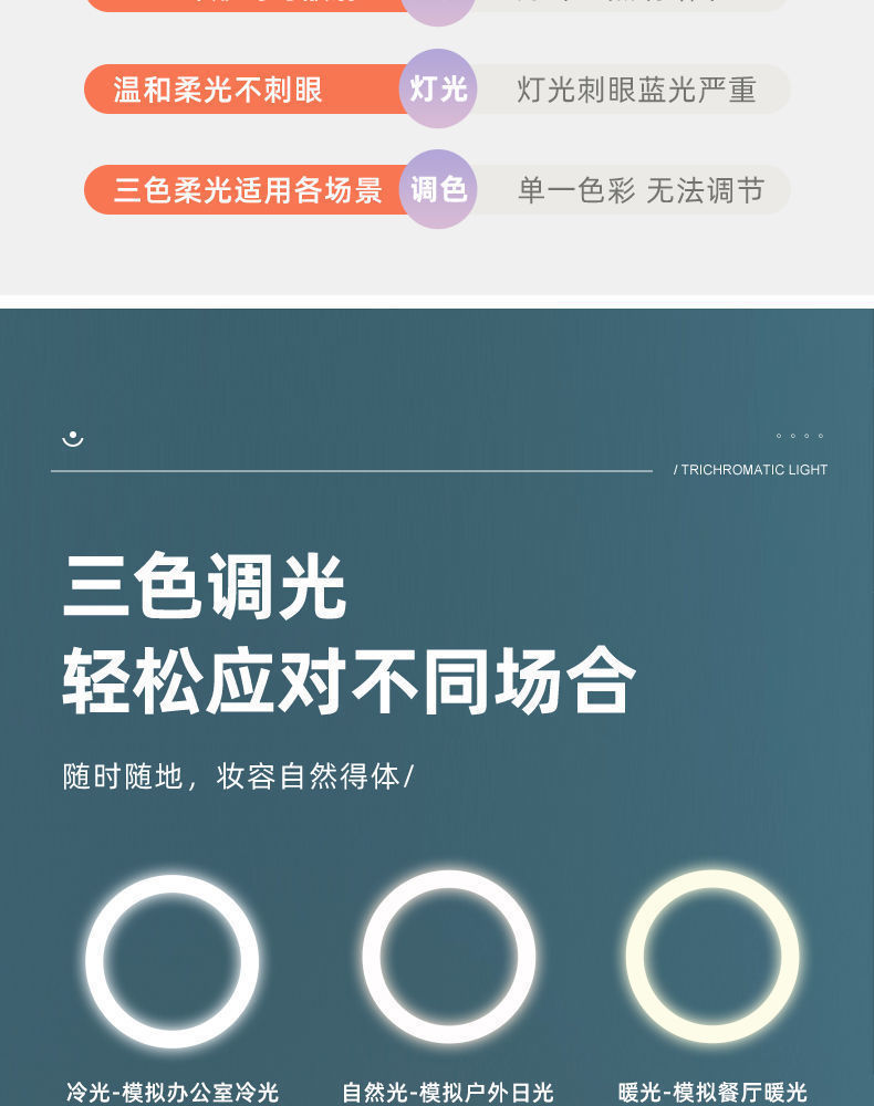 镜子化妆镜LED高清大号台式桌面家用卧室内网红宿舍ins梳妆台美容详情12