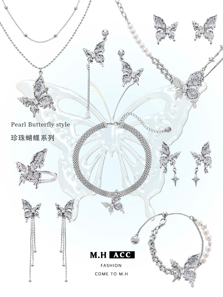 新款简约风小众设计蝴蝶耳饰轻奢高级感夏天百搭耳坠个性风潮耳环详情4