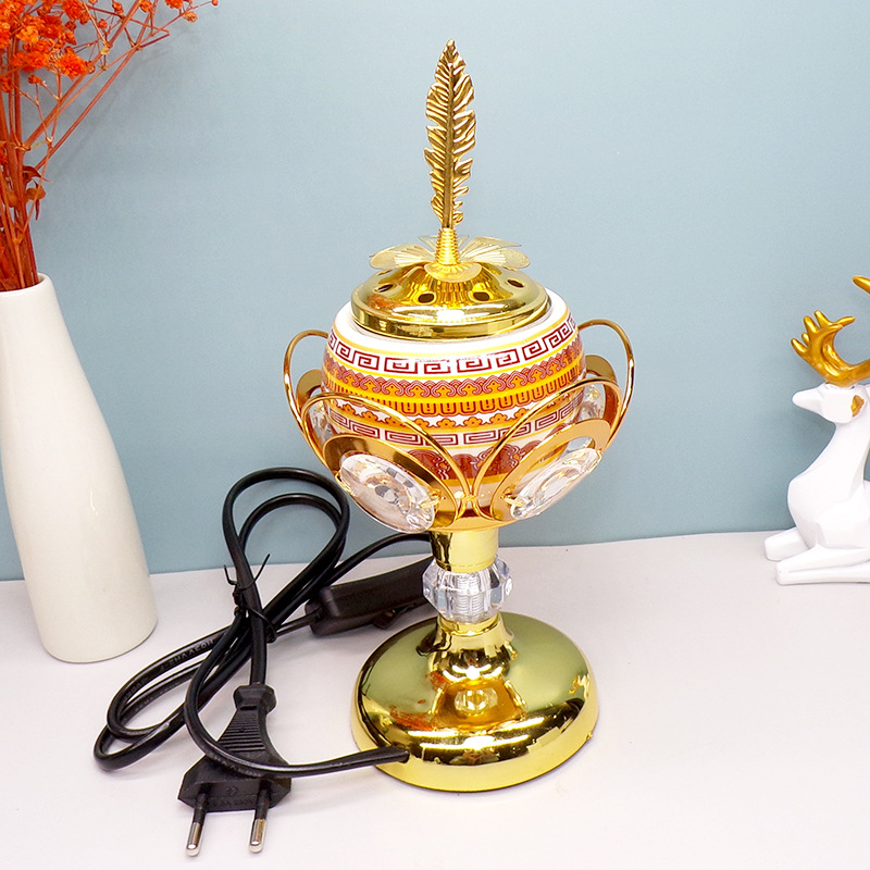 Middle Eastern-style ceramic crystal incense burner, electric heating incense burner, essential household handicrafts and decorative items, incense burner pic 4