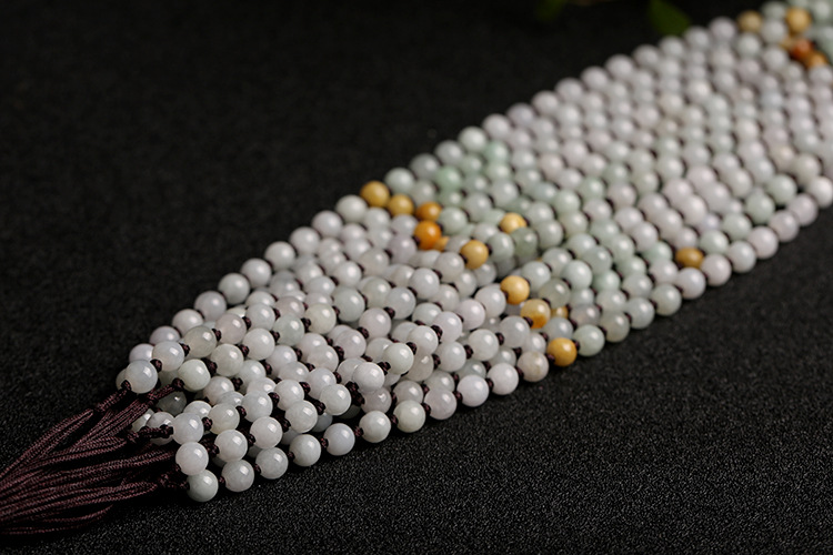 Natural multi-color jadeite A-grade round beads 5.5mm woven necklace rope, multi-color round bead pendant hanging rope, jadeite bead chain pic 4
