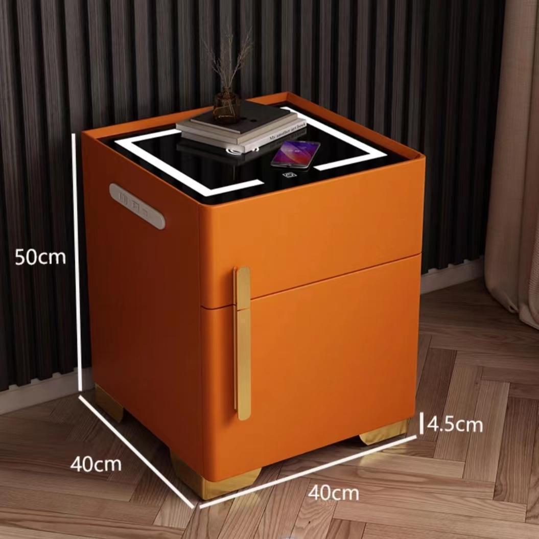 Light luxury smart bedside table, safe, multi-functional bedside cabinet, radio charger, Bluetooth speaker, three-color light, bedroom pic 21
