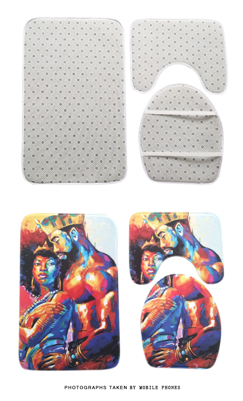 Beach series toilet floor mat three-piece set, bathroom three-piece set, carpet door mat, ebay cross-border Amazon current stock pic 2