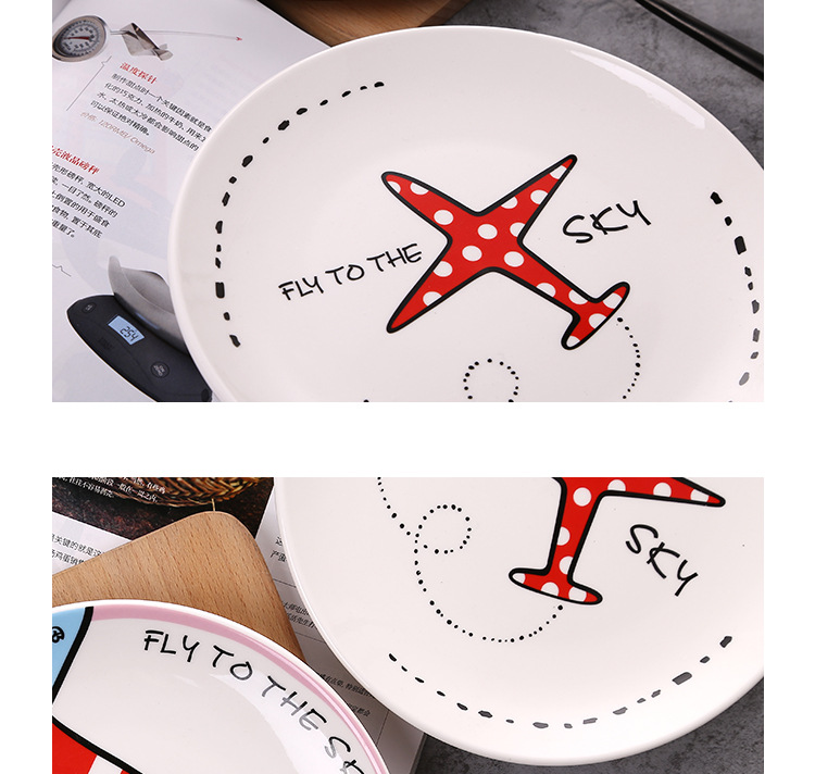 Airplane plate, simple and creative breakfast plate, dessert and pastry, Western plate, steak plate, dumpling plate, steak plate, pasta plate pic 11