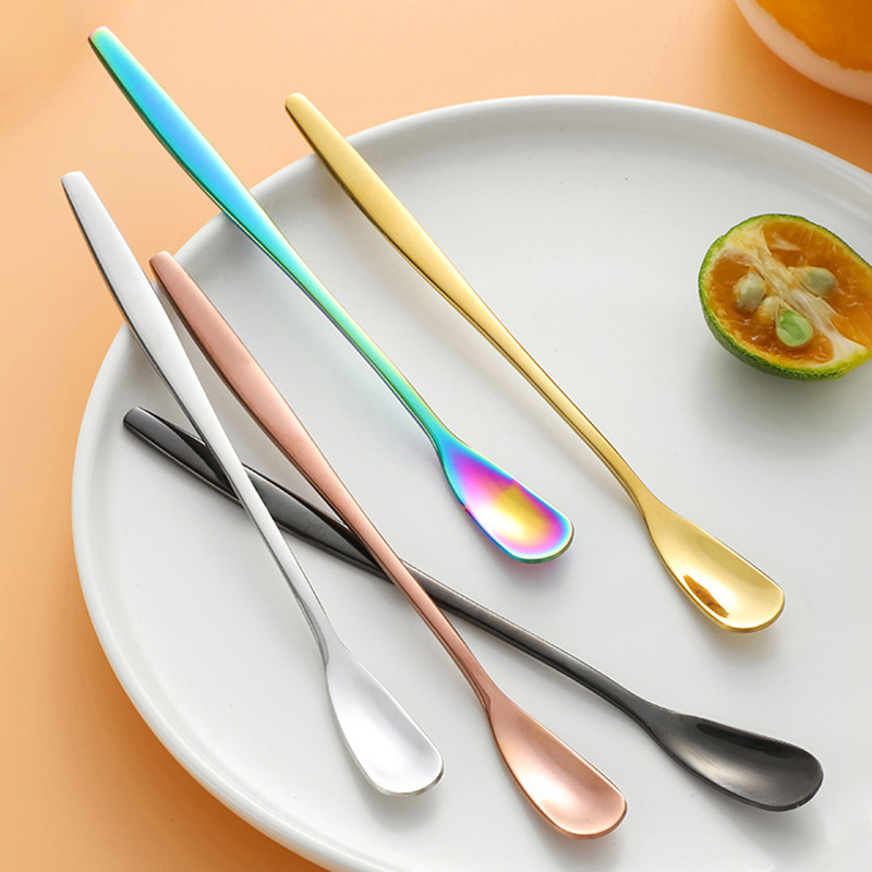 304不锈钢勺子高颜值家用咖啡勺长柄搅拌勺甜品勺加厚燕窝蜂蜜勺详情18