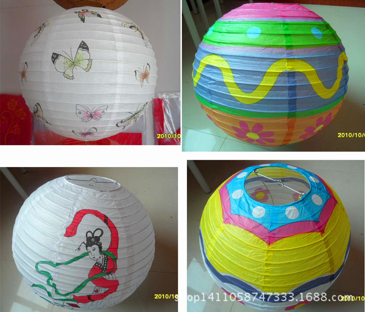 Wholesale white paper lanterns for the Mid-Autumn and Spring Festival, folding, handcrafted round paper lanterns, wedding and festive decorations pic 80