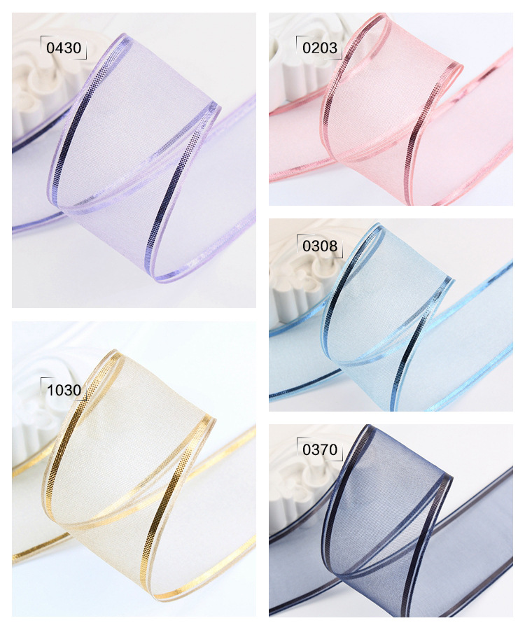Dingxin Ribbon Wholesale, double-sided bright silk striped snow gauze ribbons, diy handmade hair accessories, bouquets, gift boxes, packaging ribbons pic 16