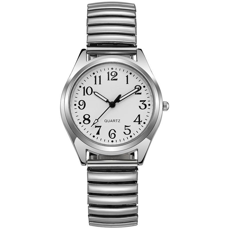 中老年人松紧弹簧带老人手表男女大数字防水夜光石英手表批发详情3