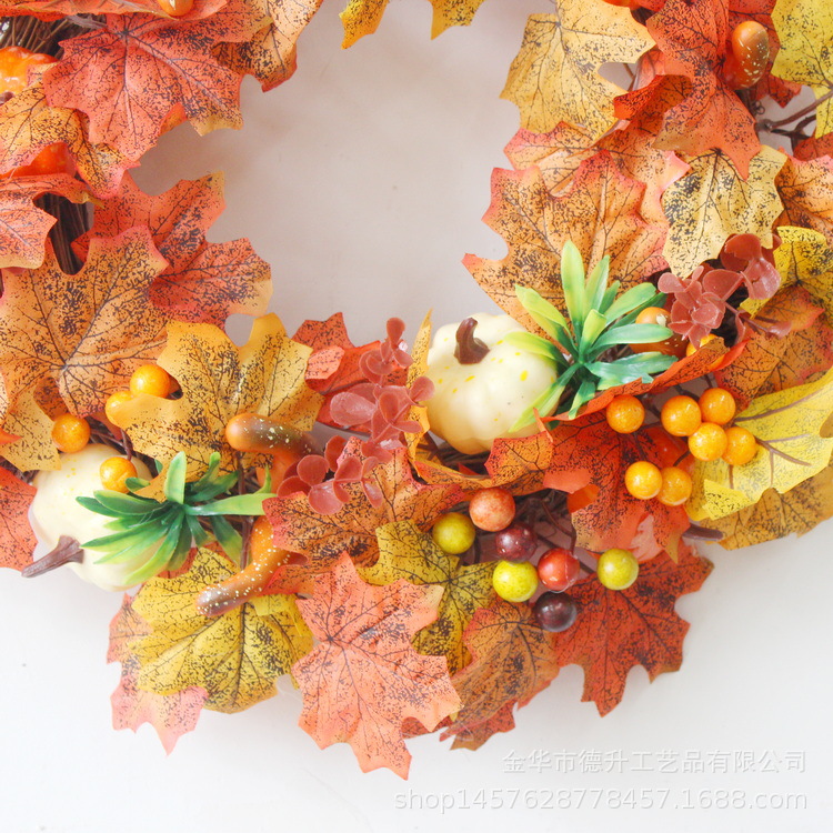 Desheng 2021 Cross-border E-commerce Amazon Autumn Color Gratitude Harvest Festival Pumpkin, Maple Leaf, Berry, Vine Ring and Wreath Decoration pic 7
