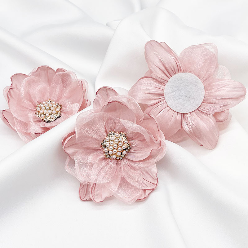 Multi-layer three-dimensional gauze flower hand-beaded diy dress shoe flower brooch accessory, Organza flower accessory pic 18