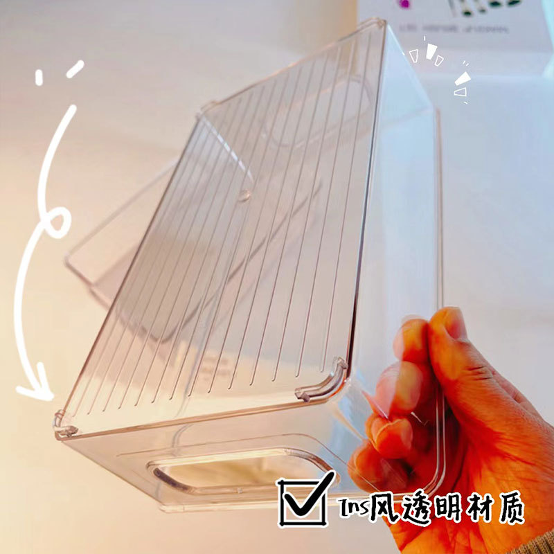 Grapefruit transparent acrylic storage box, student stationery, office desk storage basket, cosmetics drawer, household items pic 8
