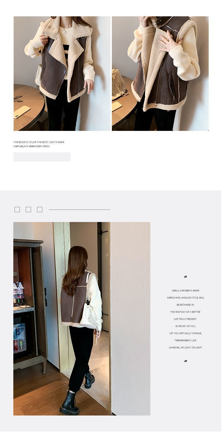 外搭叠穿小马甲女百搭外穿新款洋气今年流行马夹羊羔毛皮毛一体潮详情9