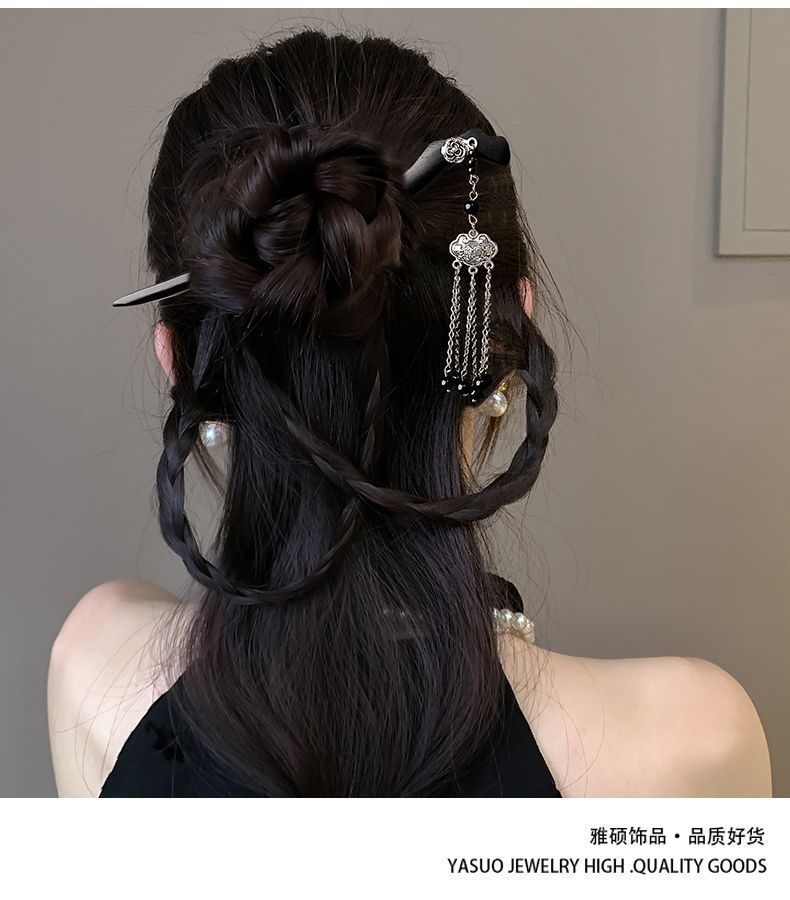 古风黑檀木发簪女新中式高级感后脑勺盘发簪子汉服发钗马面裙头饰详情2