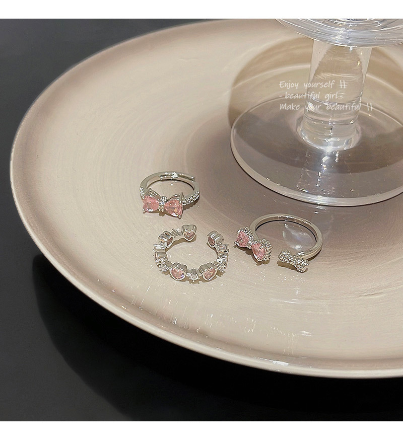 KIMOJ新款戒指甜美精致粉色锆石蝴蝶戒指开口可调节食指戒韩国轻奢小众指环详情9