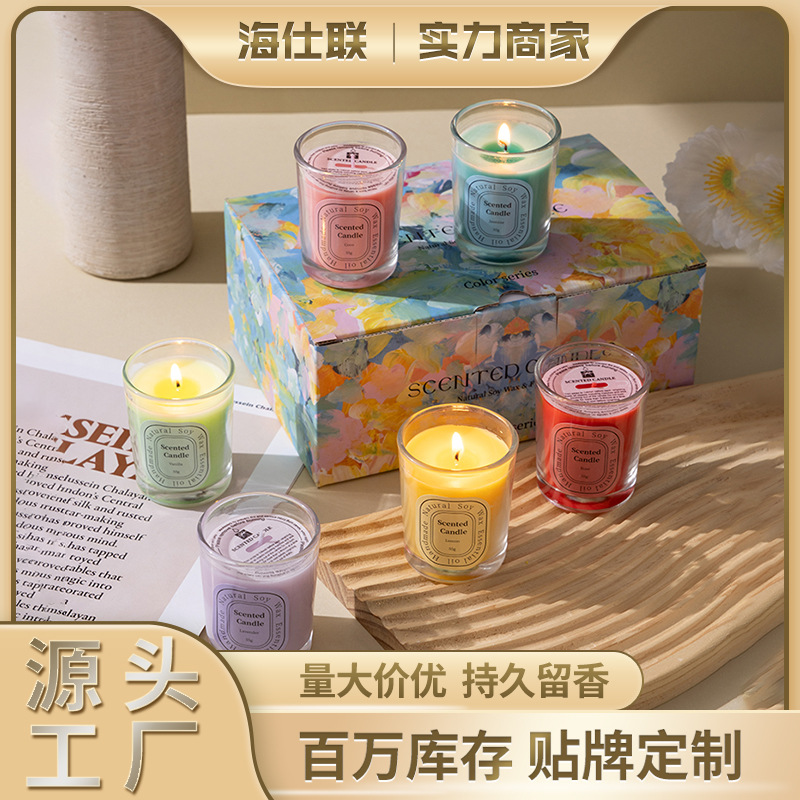 礼盒装香薰蜡烛高级感玻璃杯手工大豆蜡无烟创意香氛蜡烛伴手礼物详情4