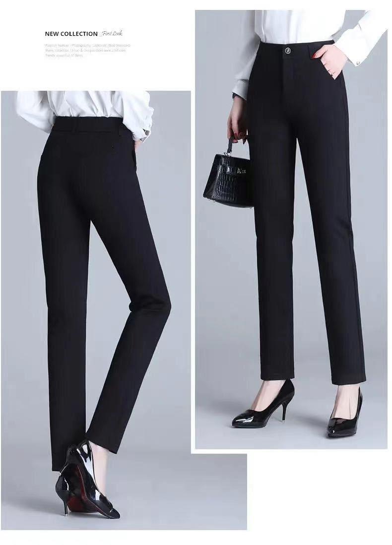 春夏新款2023休闲西装裤修身显腿长女士裤子百搭直筒小脚裤女弹力详情4