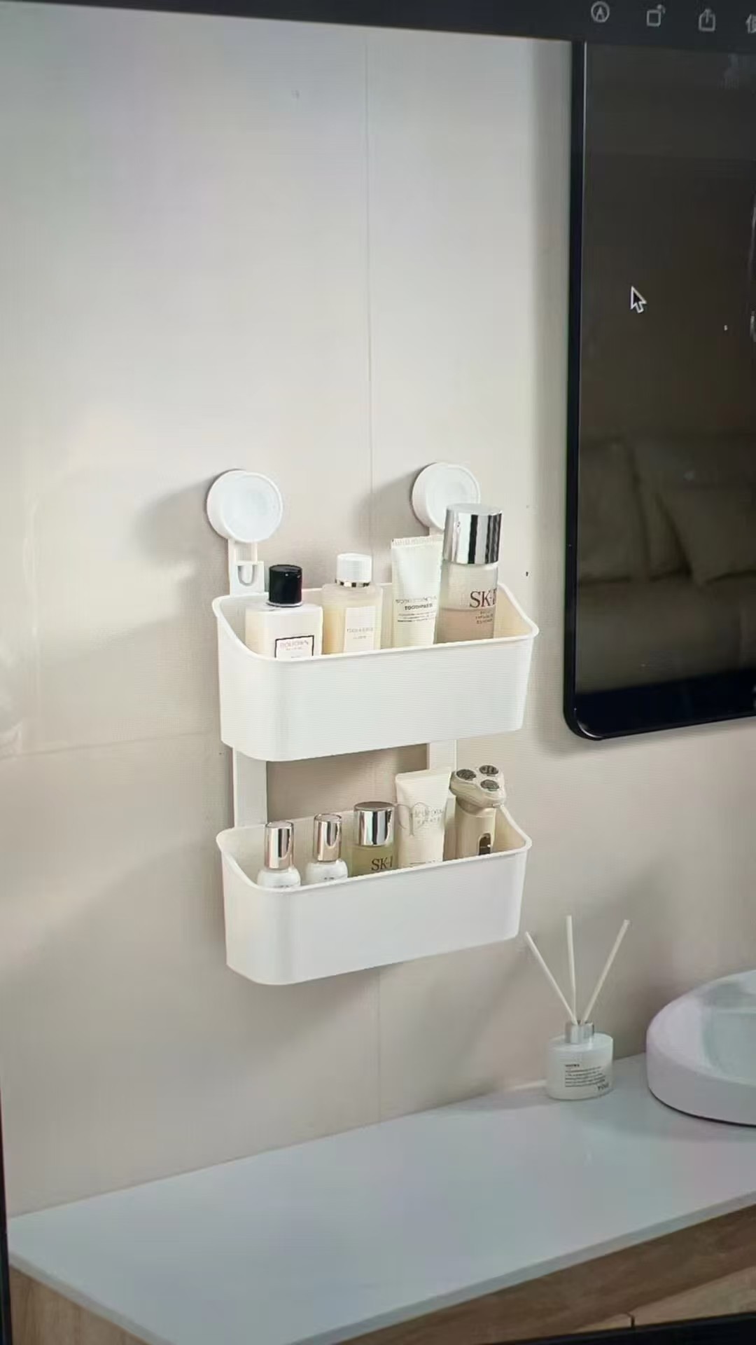 Storage rack, seamless mini storage box, no need for drilling, kitchen wall-mounted, cosmetics and skin care, household plastic pic 1