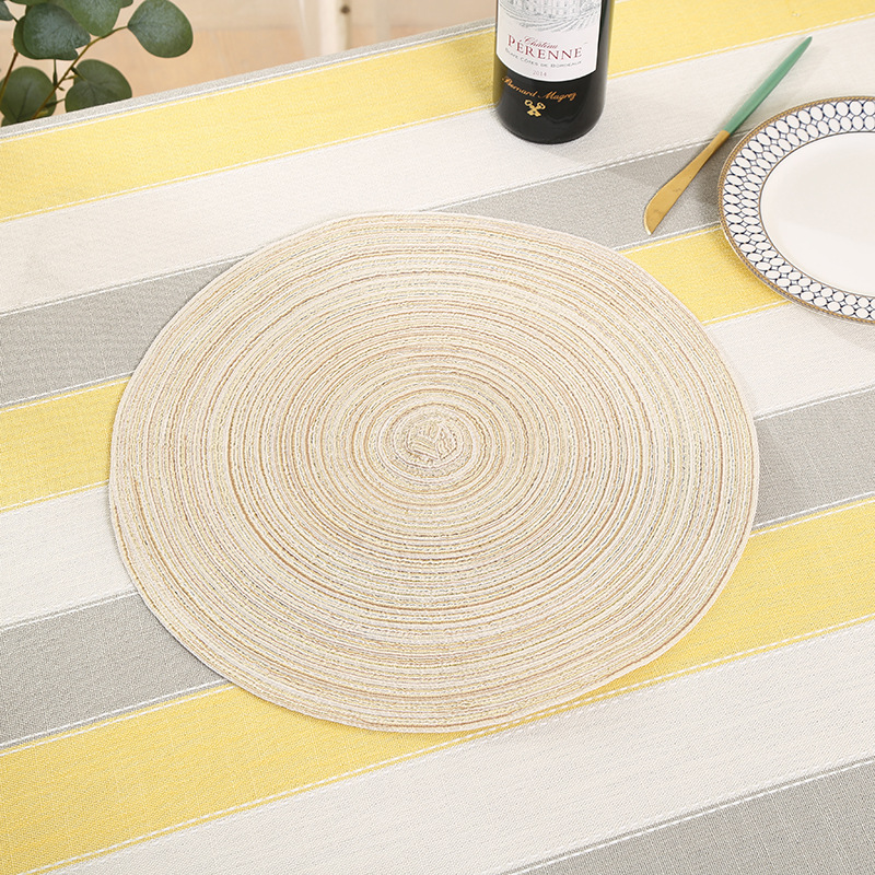 现代简约创意渐变色棉线编织圆形餐垫 西餐垫隔热垫家用防滑防烫杯垫批发详情9