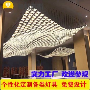 复式别墅挑高客厅餐厅光立方吊灯售楼处店铺商用工程大堂吧台灯具详情18