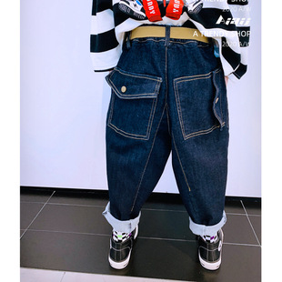 童装男童牛仔裤春秋款2022儿童一体绒裤子中大童秋冬加绒宽松韩版详情9