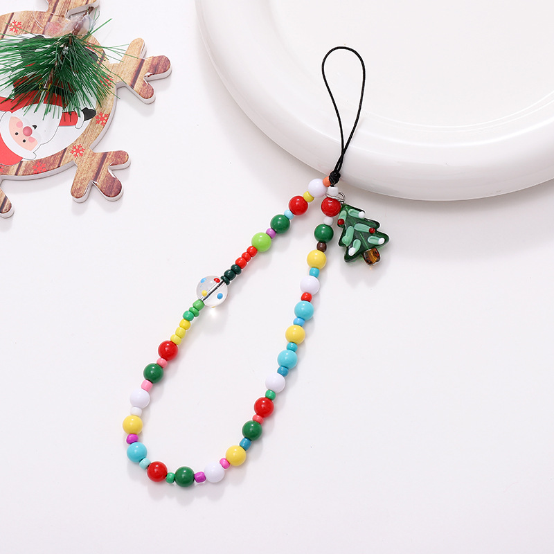 New Christmas series mobile phone chain, Santa Claus beaded short Christmas tree pendant, wrist strap anti-loss chain pic 2