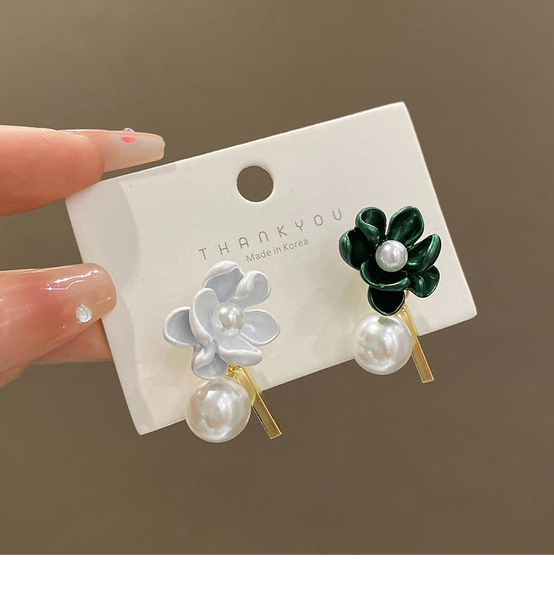 银针不对称栀子花耳环女设计感小众百搭珍珠耳钉冷淡风气质耳饰品详情13