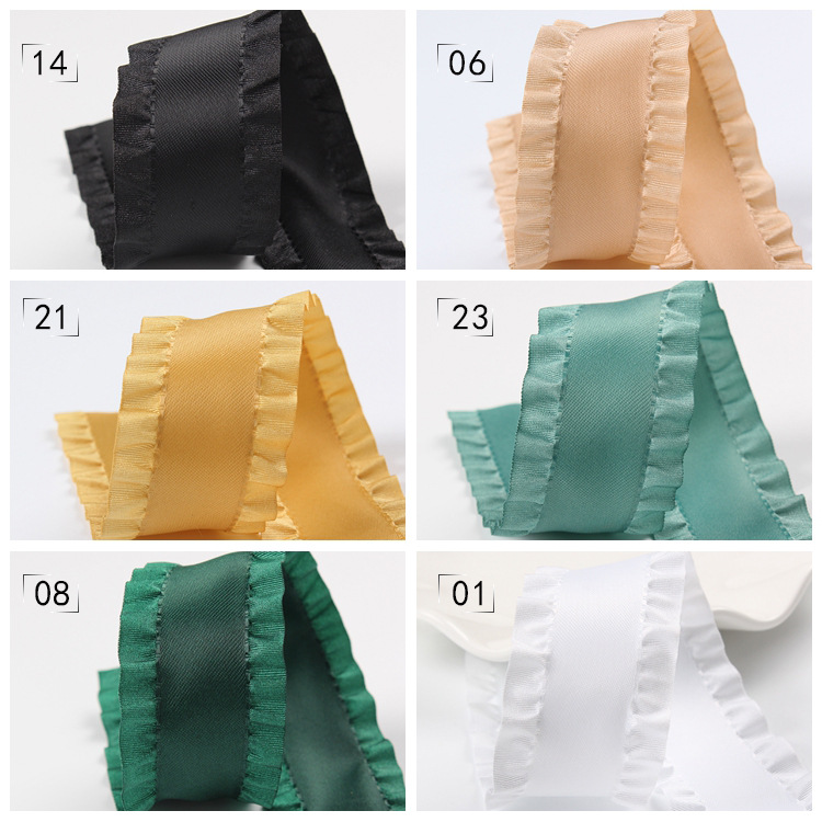 Dingxin Korean imported woven tape, polyester ruffled edge, ruffled edge, skirt edge ribbon, diy handmade hair accessory, bow ribbon pic 15