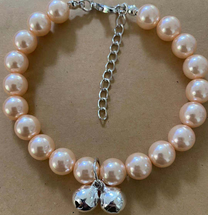 Pet necklaces, cute princess-style cat pearl necklaces, jewelry with bells, pet collars, accessories manufacturer wholesale pic 4