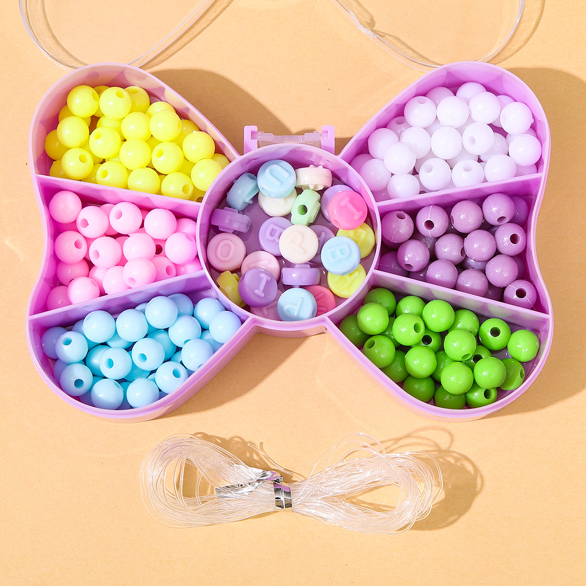 Bow acrylic beaded children's DIY set for making bracelets, necklaces, sets, beaded toys, and handmade accessories pic 15